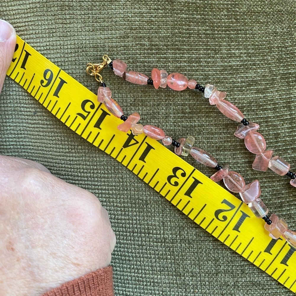 Rose Quartz and Glass Pendant Necklace 
30”long with 2”inch drop - Picture 8 of 8